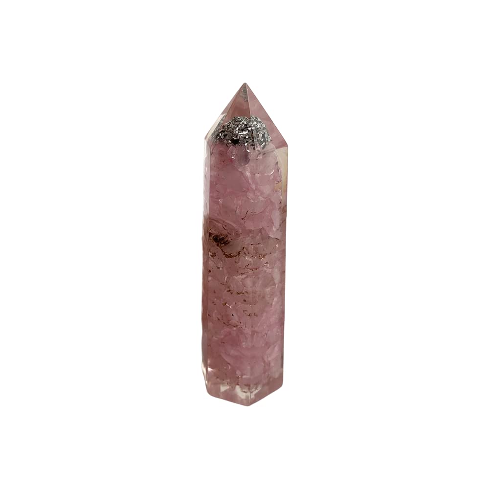 VIE Orgonite Obelisk Tower, 8x2x2cm, Rose Quartz, One