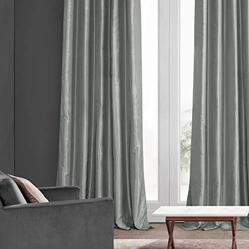 Hpd Half Price Drapes Blackout Curtain Vintage Textured Faux Dupioni Silk Pdch-Kbs9Bo-96 (1 Panel), 50 X 96, Silver #TOP2