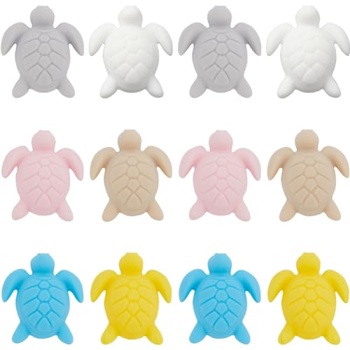 SUNNYCLUE 1 Box 12Pcs Turtle Bead Sea Silicone Beads Summer Animal Cartoon Sea Turtle Shaped Focal Loose Spacer Beads for jewellery Making Keychain Beaded Pen DIY Crafting Bracelet Charms Beginners