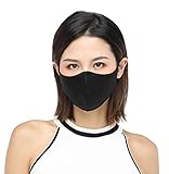 K meet Q Reusable Silk Face Mask for Women & Men, Washable Mouth Shield with Adjustable Ear Loops #A (Black)
