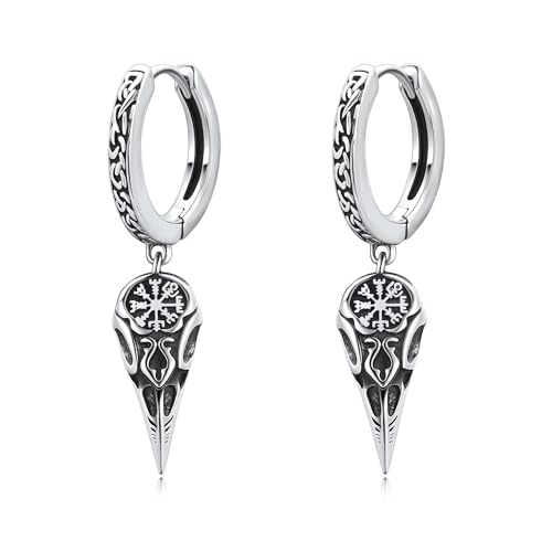 Pendientes de cuervo vikingo plata S925 regalo original de Halloween para marido