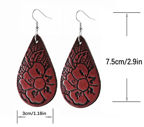 Scddboy Leather Earrings For Women Teardrop Leaf Drop Earrings Lightweight Dangle Earrings #TOP1