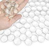 90 PCS Clear Flat Marbles Glass Gems Pebbles for Vase Fillers,Crafts,Table Scatter,Candle Holder Decor,Aquarium Fish Tank Pebbles,1 LB