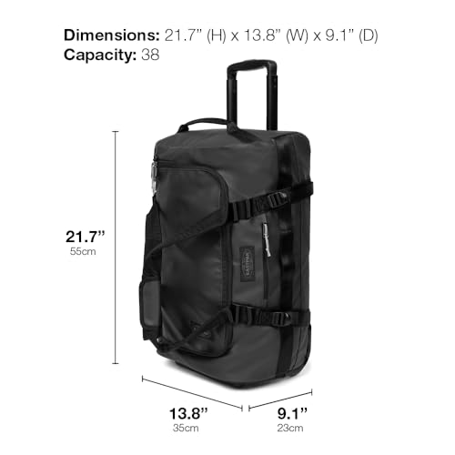 Image of Eastpak Duffel Pack Wheel S - 38L Wheeled Duffel with Telescopic Handle, Convertible Backpack Straps, Weatherproof Finish & Gear Loops