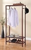 Legacy Decor 2 Tier Shelves Shoe Garment Coat Rack Hanger 65”h X 31.5”w Wooden Walnut Finish