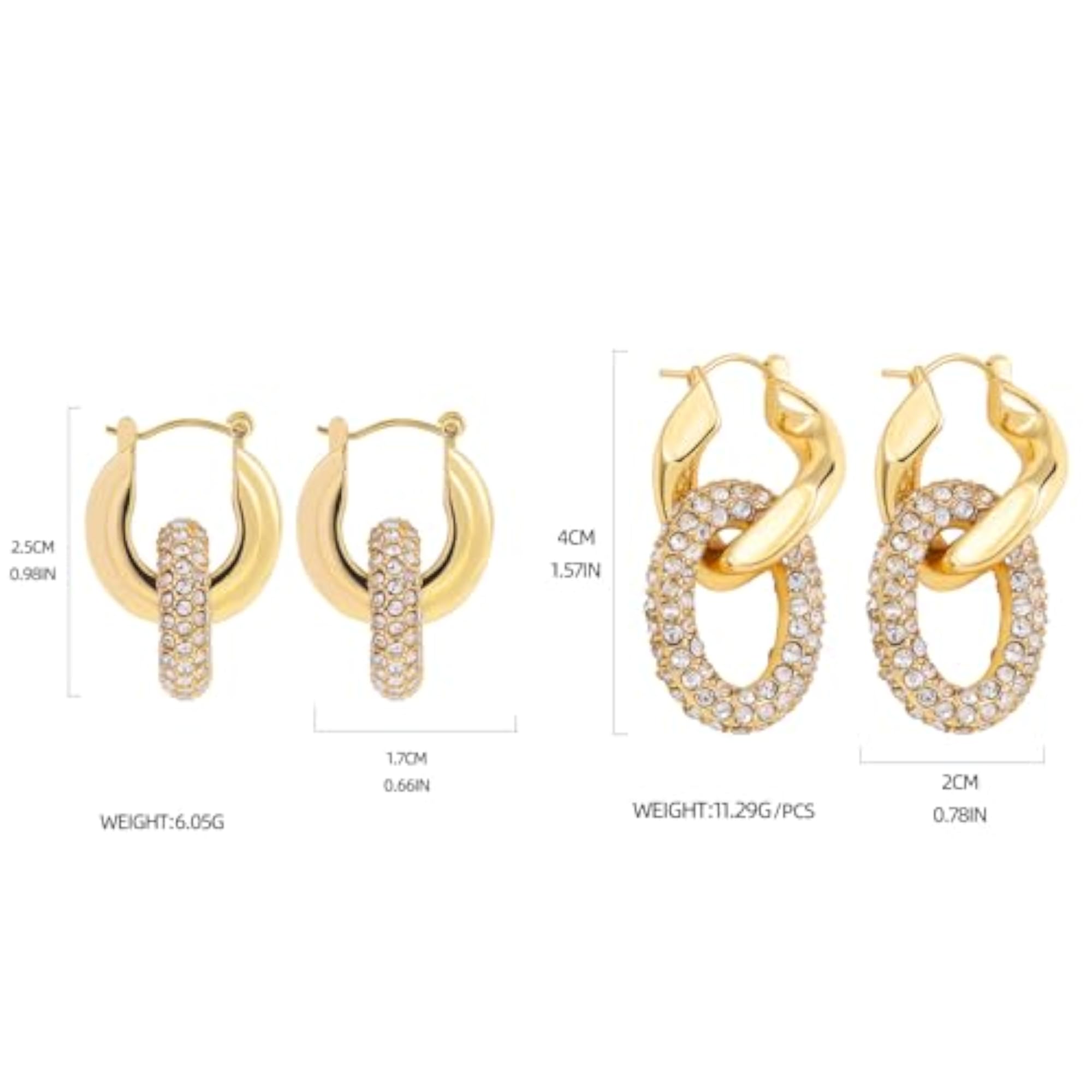 Women's Double Ring Plated Circle Zircon Earrings