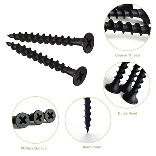 image for FASTENER TREE #7x1-1/2 Drywall Screws Coarse Thread Bugle Head Black P