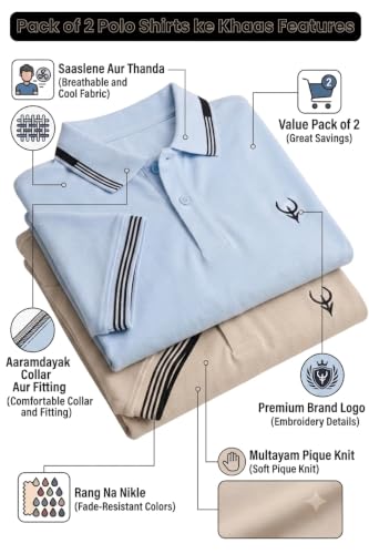 Image of Lymio Polo T Shirt for Men | Men Casual T-Shirt | Polo Available in Combo Pack of 2 (Polo-40-43)