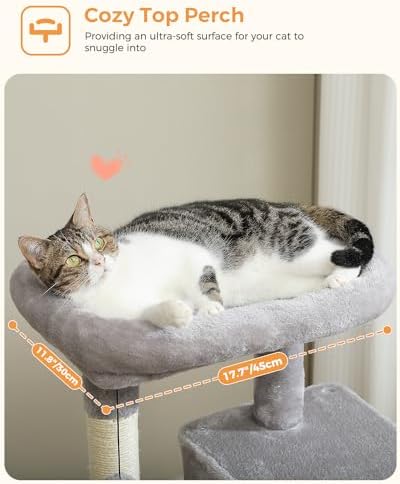 PEQULTI Cat Tree for Large Cats, 143cm Sturdy Metal Frame Cat Tower, Grey - 2