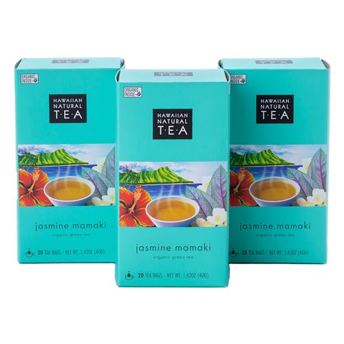 Image of Hawaiian Natural Tea Organic Mamaki Jasmine Green Tea Blend - Antioxidant-Rich, Calming, Wellness Tea for Bedtime & Stress - Gift for Tea Lovers - 60 Tea Bags