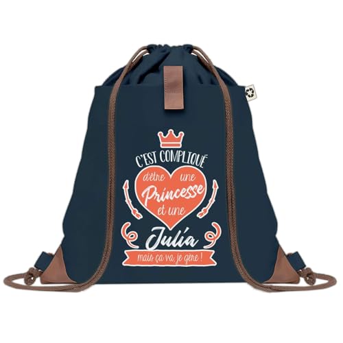 Sac doudou bleu Julia Princesse en toile, sac de sport et gym à cordons