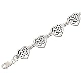 Celtic Trinity Knot Heart Link Bracelet, 7.5" Nickel-Free Sterling Silver