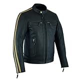 A&H Apparel Mens Leather Motorcycle Jacket Genuine Cowhide Zip Out Lining Jacket (Medium)