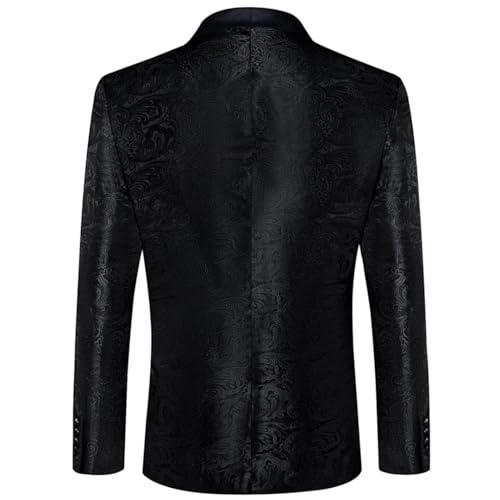 Men's Black Fleece Blazer Floral Business Wedding and Party Dress3