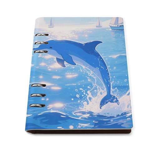 Carnet A5 à anneaux bleu avec 90 feuilles et couverture en cuir synthétique