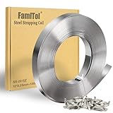 FamlTol 201 Edelstahlband 10 × 0,25 mm Schweres Stahlband 100 m Metallband für die Montage von Verkehrszeichen Außeninstallationen und die Sicherung schwerer Gegenstände