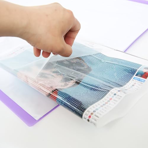 Image of A3 Diamond Pictures Storage Book for Diamond Pictures Kits 30 Pages Diamond Beads Art Painting Portfolio Presentation Storage Book Folder Clear Pockets Blue