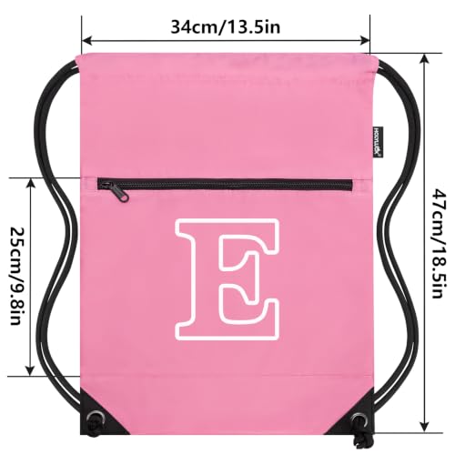 Image of HOLYLUCK Drawstring Bags Initial Backpack Sackpack Cinch Bags for Sports, Gym, Travel, Beach(Pink-E)