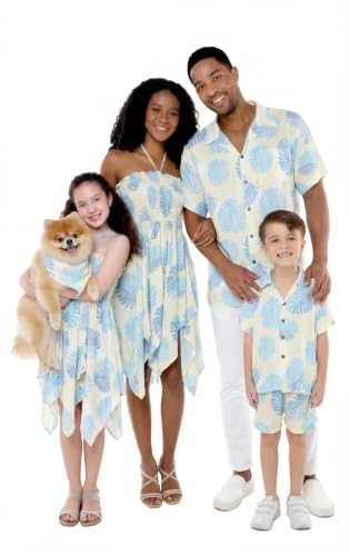 Image of Hawaii Hangover Family Matching Hawaiian Clothes, Pacific Palm Cream | Family matching Hawaiian outfits, Pacific Palm Cream, lightweight rayon, machine washable, tropical leaf print, luaus