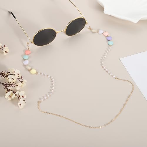 Image of uxcell Beads Eyeglass Chain, Pearl Glasses Strap Eyewear Retainer Chain Around Neck Sunglass Holder for Girls Women