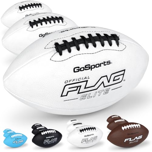 GoSports Elite Junior Flag Football - 3 Pack, Size 7 - White