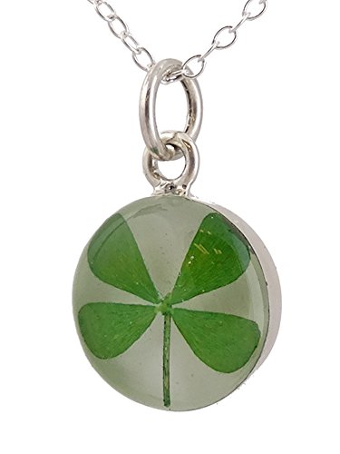 Argent sterling véritable Mini Trèfle à quatre feuilles Pendentif Collier, 45,7 cm Cover