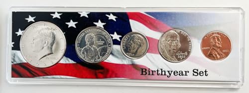 2022 5 Coin Birth Year Set with Dr. Sally Ride Quarter Uncirculated in American Flag Holder
