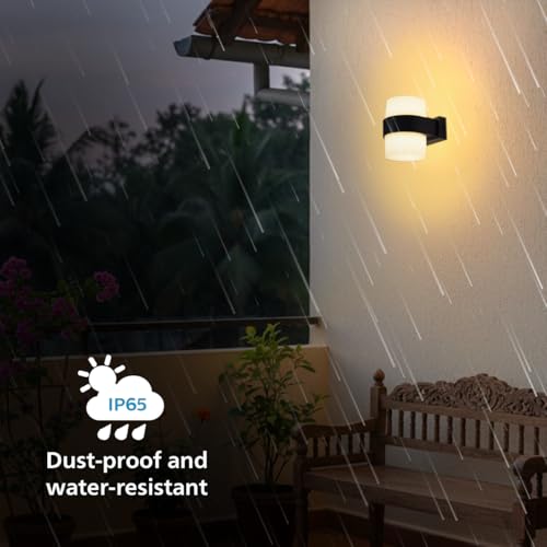 Image of PHILIPS 10W ARIS RD Double LED Wall Light | Up & Down Lighting Fixture | IP65 Waterproof Outdoor Light | Modern Decorative Wall Lamp| Warm White, Pack of 2