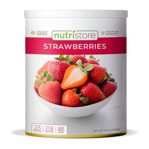 Nutristore Freeze Dried Strawberries | 100% Natural, Healthy Fruit Snacks Bulk | Premium Quality & Crispy Fresh Taste | Emergency Survival Food Supply | #10 Can | 23 Servings | 25 Year Shelf Life Cover