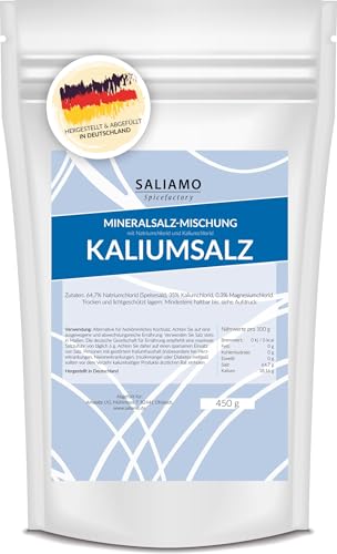 Saliamo | Kaliumsalz Mischung - 450 g - 35% Kaliumchlorid & 0,3% Magnesiumchlorid, Natriumarm - Kalium trägt zur Aufrechterhaltung eines normalen Blutdrucks bei
