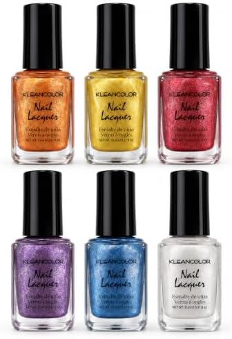 Kleancolor Nail Polish – Metallic Colors Set of 6, 0.37 fl oz Bottles