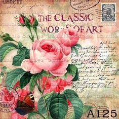 Decoupage Paper Pack (3 Sheets A4 / 8"x11") Vintage Rose Garden Flower Paper