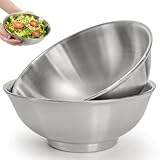 Youeon 2 Pcs 50 Oz Brushed SUS304 Stainless Steel Bowls, Double Wall Insulated Bowls, Large Stainless Steel Soup Bowl for Pasta, Salad, Ramen, 8 Inch Bowl Set for Serving, Dishwasher Safe