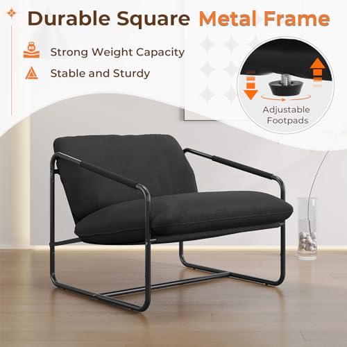 image for DICTAC Sling Accent Chair, Modern Metal Frame Armchair with Comfy Cush