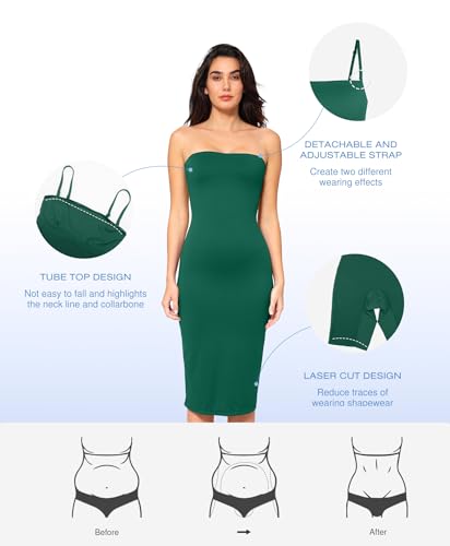 Popilush Bachelorette Dress Maxi Shapewear Dress Long Dresses Built-in Bra Strapless Bodycon Tube Wedding Guest4