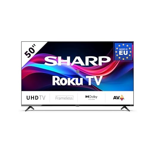 SHARP 50GJ4225E - 50 Zoll Fernseher (126 cm) 4K Ultra HD Roku TV - Gaming & Streaming LED Smart TV ohne Rahmen (HDR10, HDMI 2.1, AV1-Codec, Receiver, WLAN) - Netflix, Prime, Youtube, Disney+, Apple TV