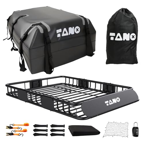 TANX 51' x 36' x 5' Roof Rack Cargo Carrier Basket with Waterproof Bag, Rooftop Cargo Carrier with...