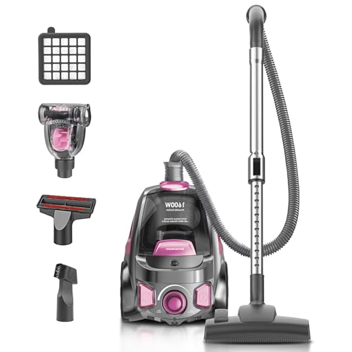 PKUYIE Canister Vacuum Cleaner, 40Kpa 1600W Cyclon Power Bagless Canister Vacuum Cleaners for Home,