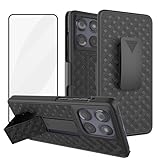 Ailiber Compatible with Moto G Power 2025 Phone Case, Motorola G Power 2025 Belt Clip Case Holster with Screen Protector, Swivel Kickstand Holder, Slim Shockproof Pouch Cell Phone Cover-Black