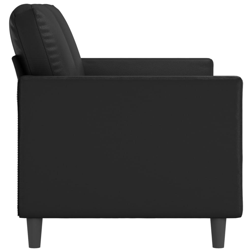 Gecheer Divano Moderno a 2 Posti Nero 140 cm, Divano Imbottito per Soggiorno/Ufficio in Similpelle