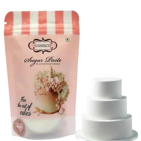 Confect White Fondant for Cake Decorating | Chef’s Choice Fondant Icing for Christmas Cakes, Cupcakes, Cookies & Baking – Smooth, Easy to Roll & Mold – Vanilla Flavor | Vegan, Gluten-Free, Nut-Free, Palm Oil-Free – 250 Gms-image-8