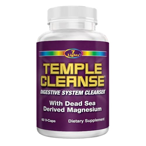 Temple Cleanse 60 Capsules | Oxygen & Dead Sea Magnesium Colon Cleanse Detox, Fast-Acting Constipation Relief, No Gas/Bloating, Vegan Gluten-Free Digestive Cleanse, Gentle on Stomach for Women & Men
