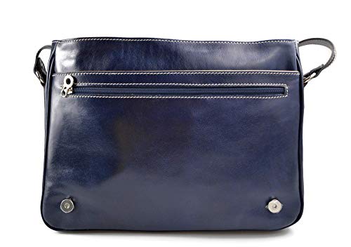 Sac messenger cuir bleu pour le travail et les trajets urbains à vélo