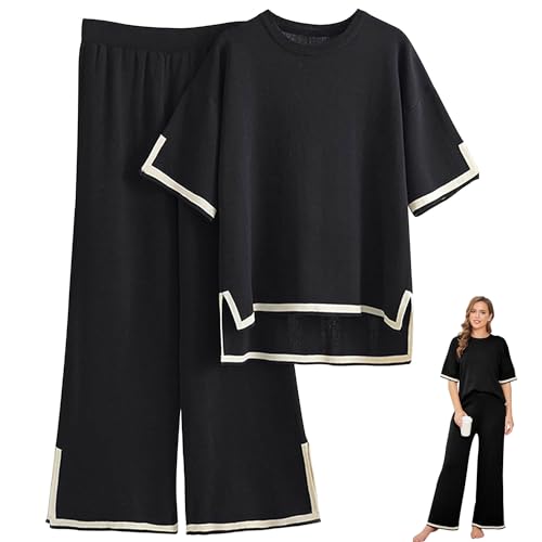 Opiniones y reviews de Prendas de punto para Mujer disponible en línea para comprar. 37 Suéter Conjuntos Mujeres Lounge Conjuntos de Punto Pullover Tops Pantalones de Pierna Ancha,el Juego Casual de Moda Femenina es Adecuado para Hogar Aire Libre (Negro, XL)