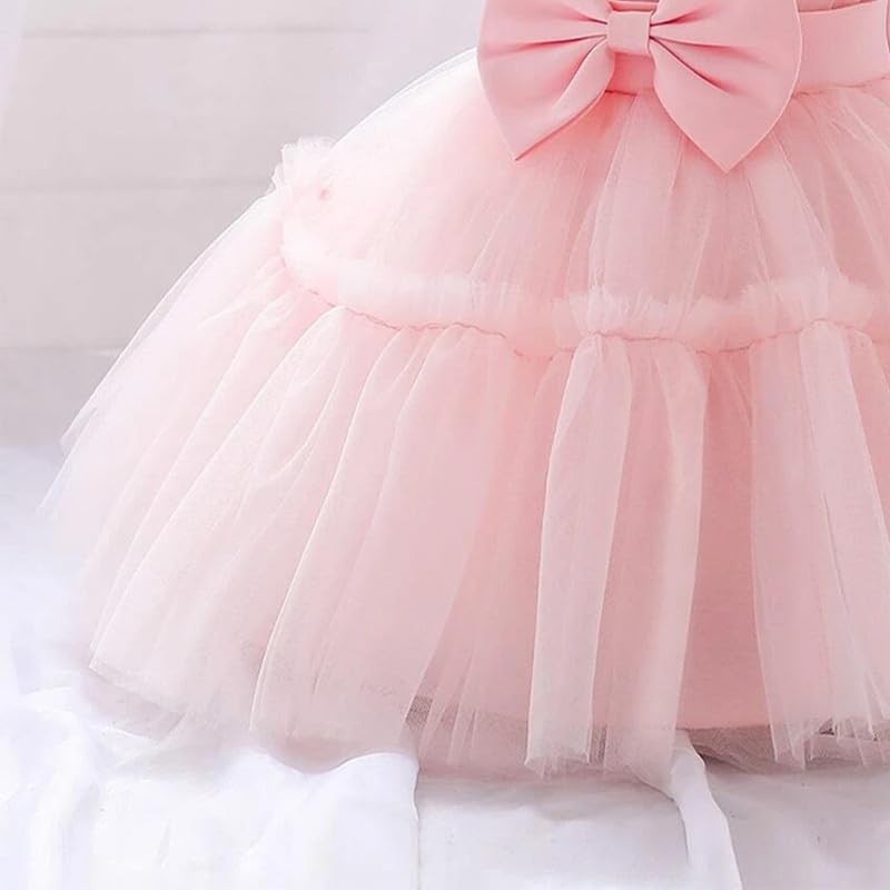 Image of Niren Enterprise Buggu Net Flared Ruffle Pattern Sleeveless Baby Girl's Knee Length Frock