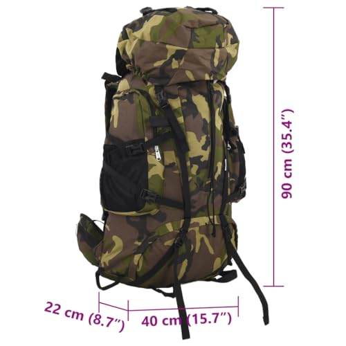 Vidaxl Zaino Da Trekking Verde Mimetico 100 L In Tessuto Oxford, Zaino Da Campeggio, Zaino Leggero, Zaino, Zaino Da Esterno, Borsa Da Trekking - 2