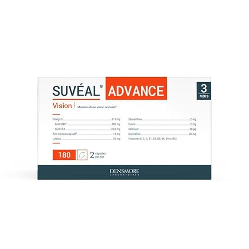 Densmore - SUVEAL Advance 3 mois - Complément Alimentaire Ophtalmologie à base d’Omega 3 (DHA), Lutéine, Zéaxanthine, Quercétine, Vitamines B, Zinc - Formule Ultra-Complète vision - Fabriqué en France