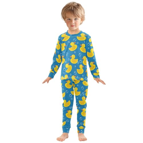 MCHIVER Yellow Rubber Duck Pajamas Set 2 Piece Cotton Pjs Set Long Sleeve Sleepwear Size 18M-8Y3