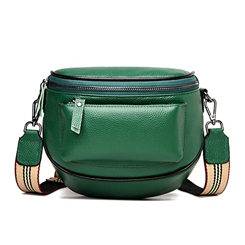 Travistar Umhängetasche Damen - Echtes Leder Crossbody Bag Damen Groß Bauchtasche Gürteltasche Sportlich Hüfttasche Brusttasche Moderne Taschen mit Breitem Schultergurt - Schultertasche Grün
