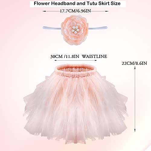 Cofashion Newborn Girls Photo Prop Outfit Girl Fluffy Peach Pink Tutu Skirt Flower Newborn Headbands + Infant Baby Angel Wings Feather - Baby Girls Photograph Clothes For Newborn Photo Shoot #TOP4